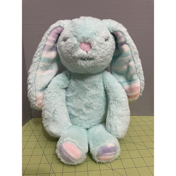 Hip & Hop Bunny Rabbit Plush Long Eared Mint Green Strips Stuffed Animal Soft - Picture 1 of 10